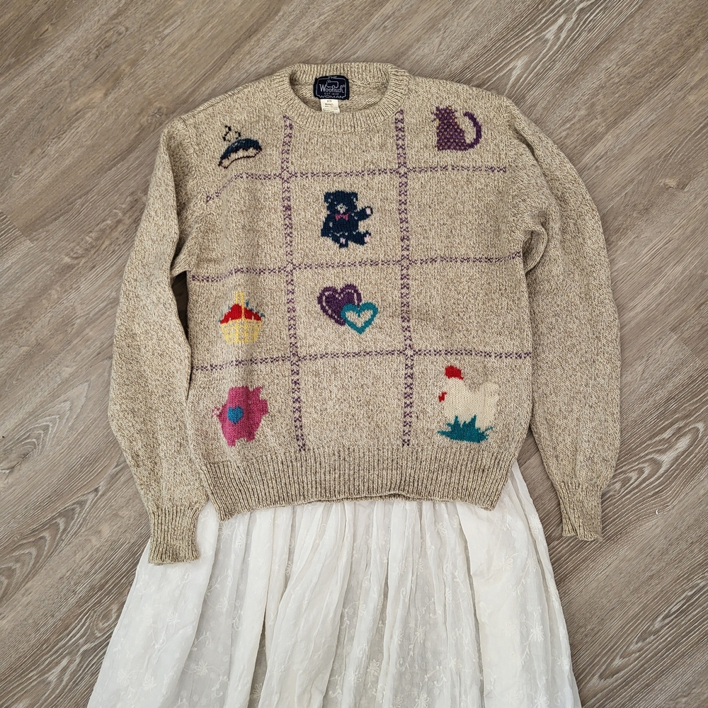 Woolrich Beige Sweater with Colorful Motifs